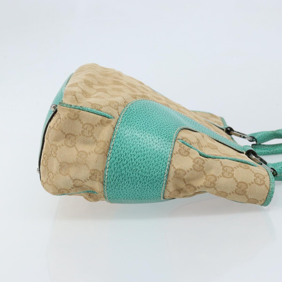 GUCCI GG Canvas Hand Bag Beige Silver 113011 Auth LNZ350
