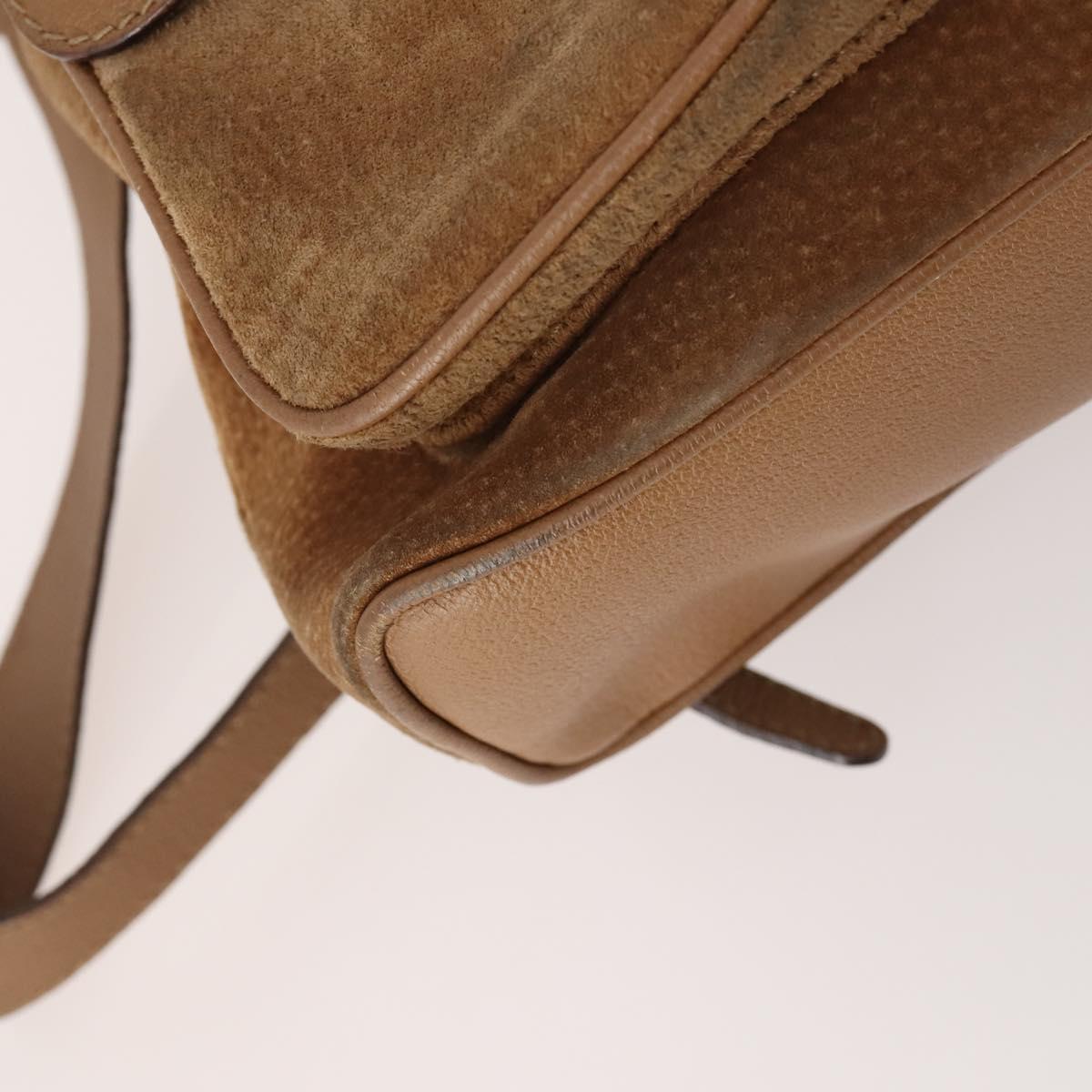 GUCCI Bamboo Backpack Suede Brown Gold 003 2058 0016 Auth LNZ352