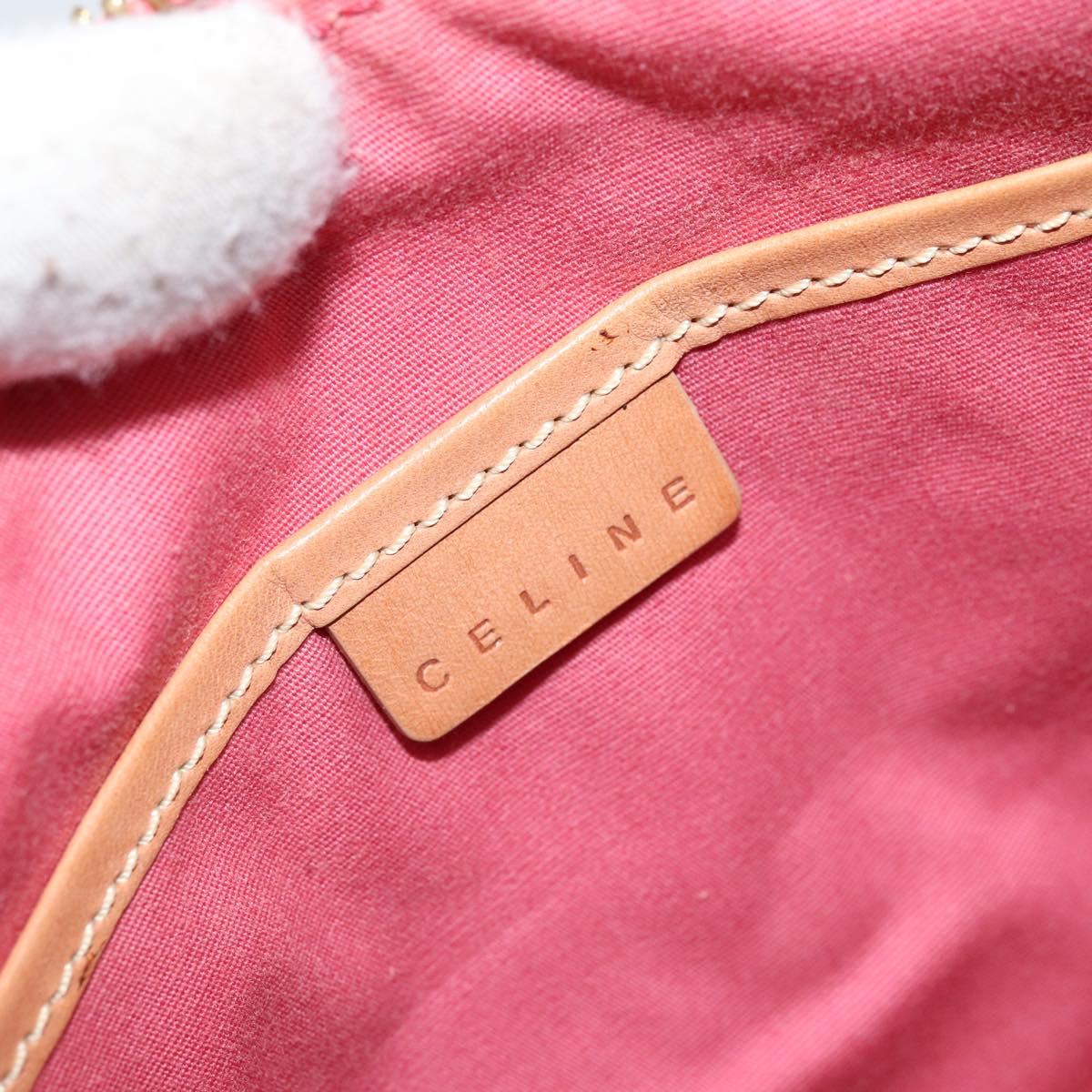 CELINE C Macadam Canvas Shoulder Bag Suede Pink Gold Auth LNZ353