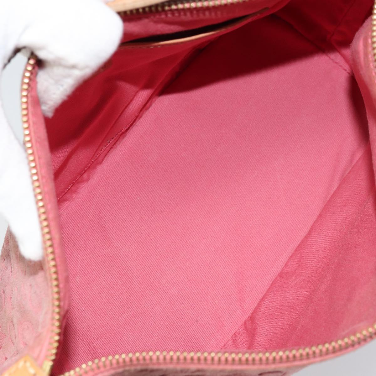 CELINE C Macadam Canvas Shoulder Bag Suede Pink Gold Auth LNZ353