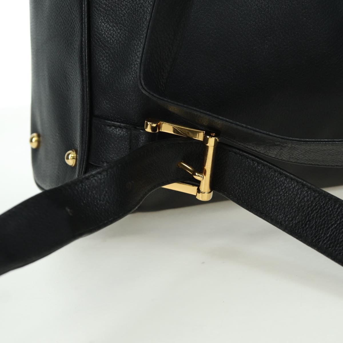 TIFFANY&Co. Backpack Leather Black Gold Auth LNZ354V