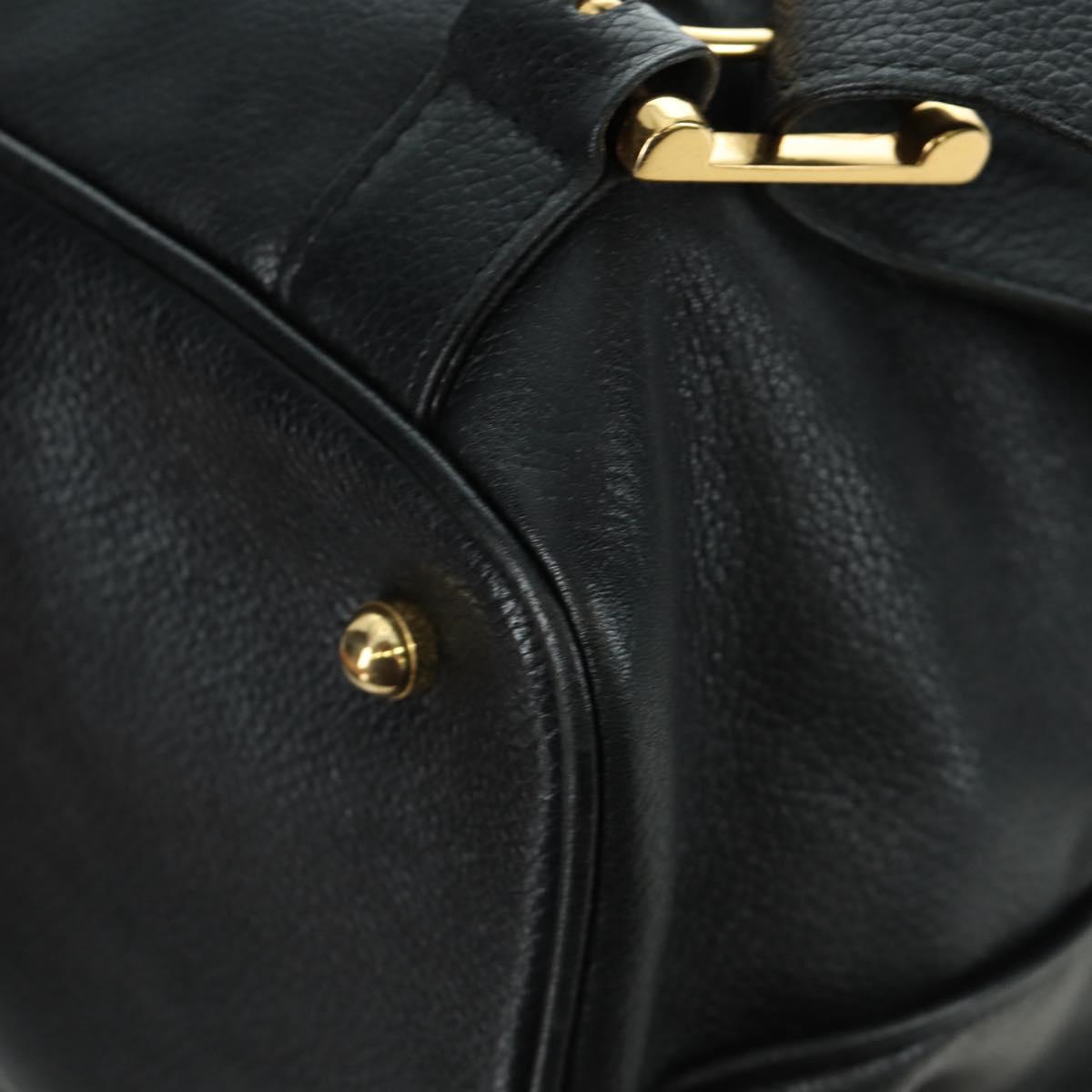 TIFFANY&Co. Backpack Leather Black Gold Auth LNZ354V