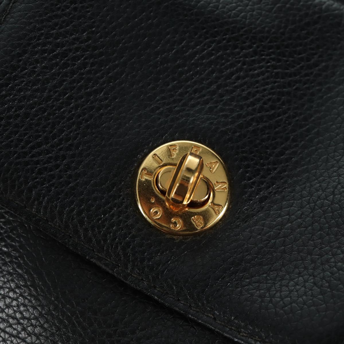 TIFFANY&Co. Backpack Leather Black Gold Auth LNZ354V