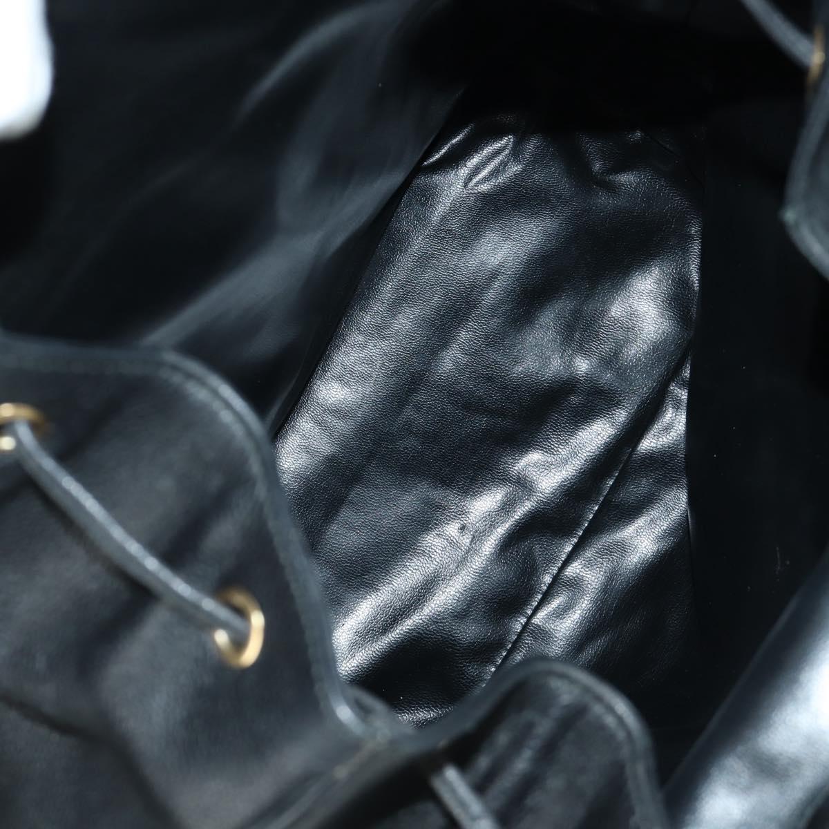 TIFFANY&Co. Backpack Leather Black Gold Auth LNZ354V