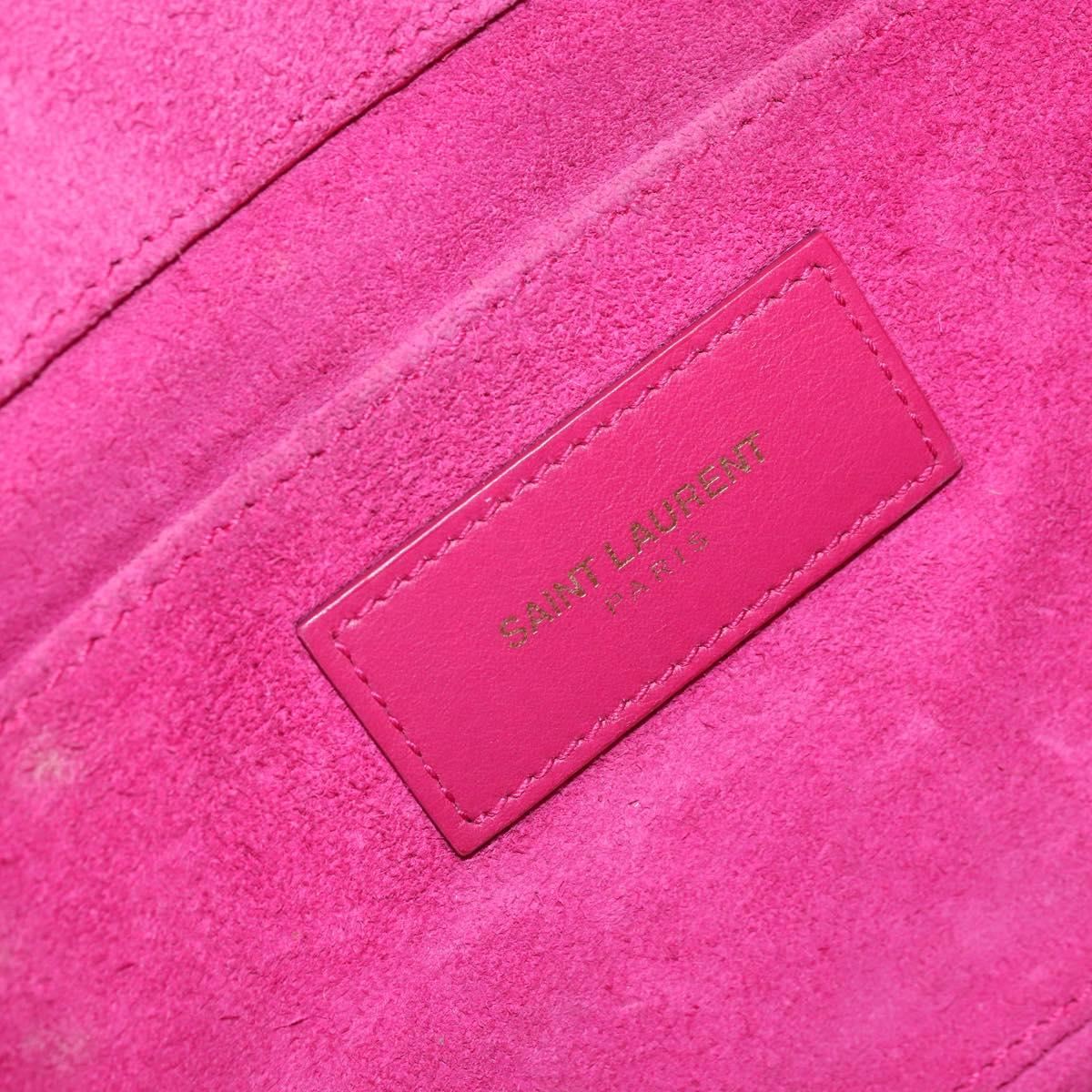 SAINT LAURENT Y Line Clutch Bag Leather Pink Gold 311213 Auth LNZ355