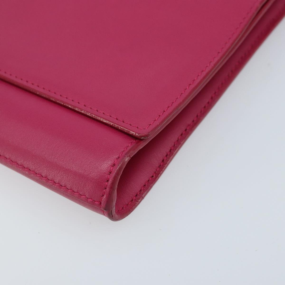 SAINT LAURENT Y Line Clutch Bag Leather Pink Gold 311213 Auth LNZ355
