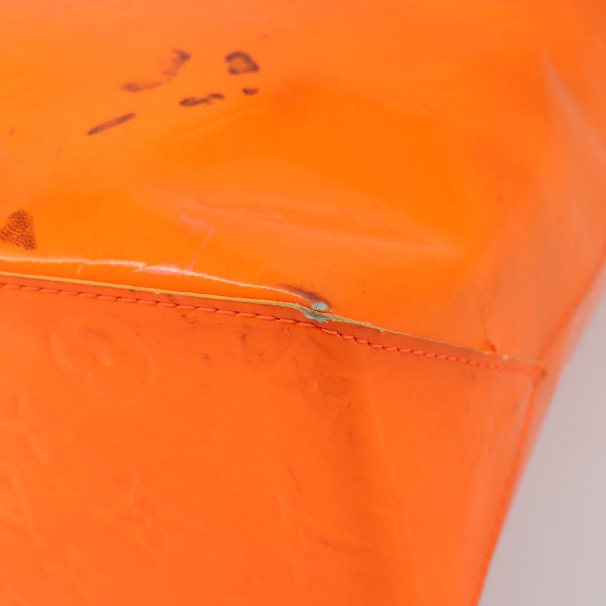 LOUIS VUITTON Monogram Vernis Fluo Reade MM Bag Orange Pink M91902 Auth LNZ356