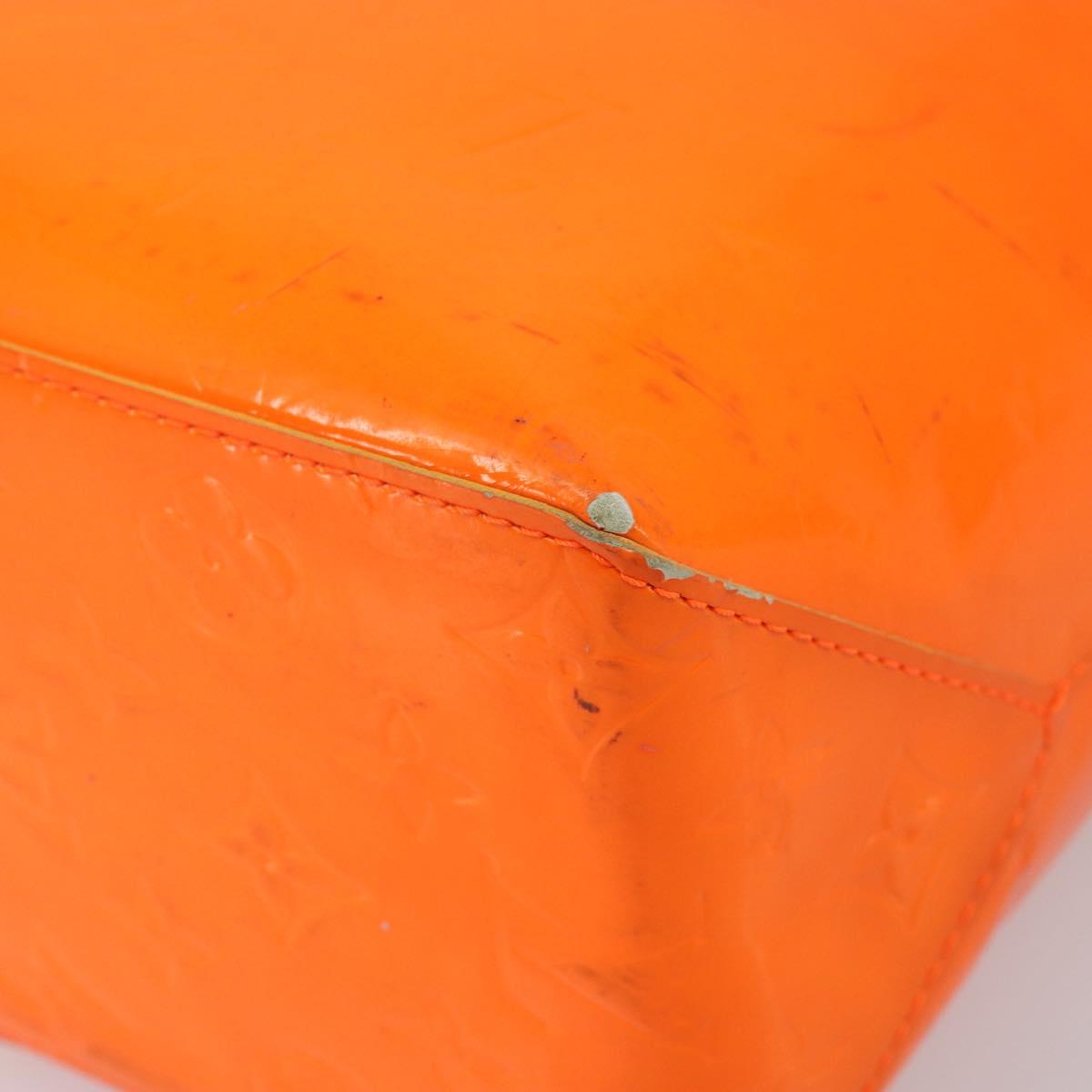 LOUIS VUITTON Monogram Vernis Fluo Reade MM Bag Orange Pink M91902 Auth LNZ356