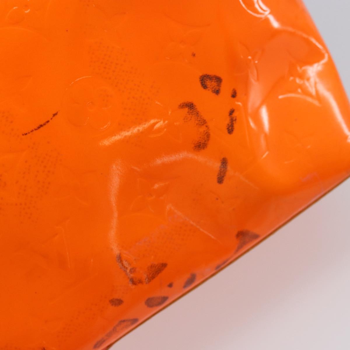 LOUIS VUITTON Monogram Vernis Fluo Reade MM Bag Orange Pink M91902 Auth LNZ356