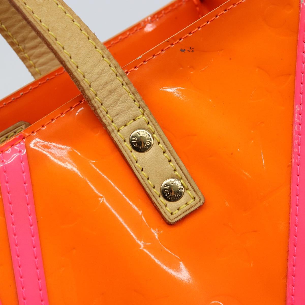 LOUIS VUITTON Monogram Vernis Fluo Reade MM Bag Orange Pink M91902 Auth LNZ356