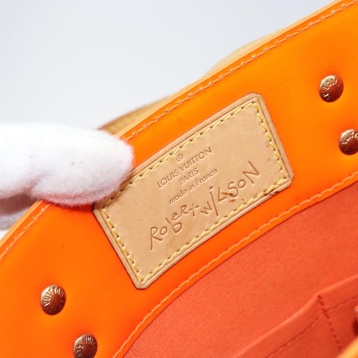 LOUIS VUITTON Monogram Vernis Fluo Reade MM Bag Orange Pink M91902 Auth LNZ356