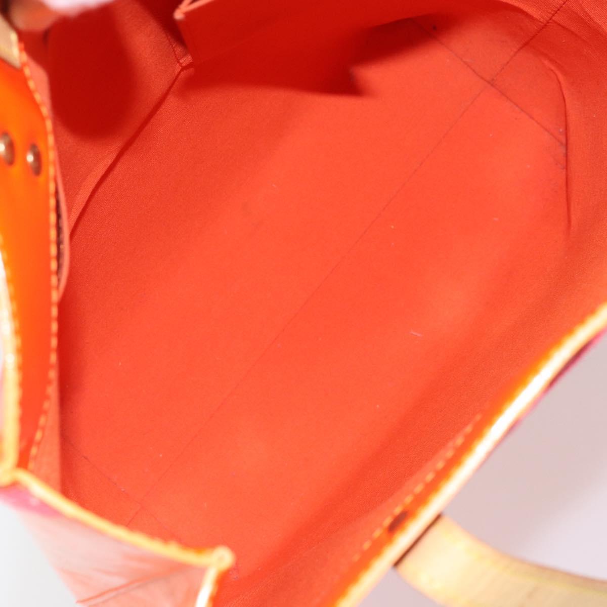 LOUIS VUITTON Monogram Vernis Fluo Reade MM Bag Orange Pink M91902 Auth LNZ356