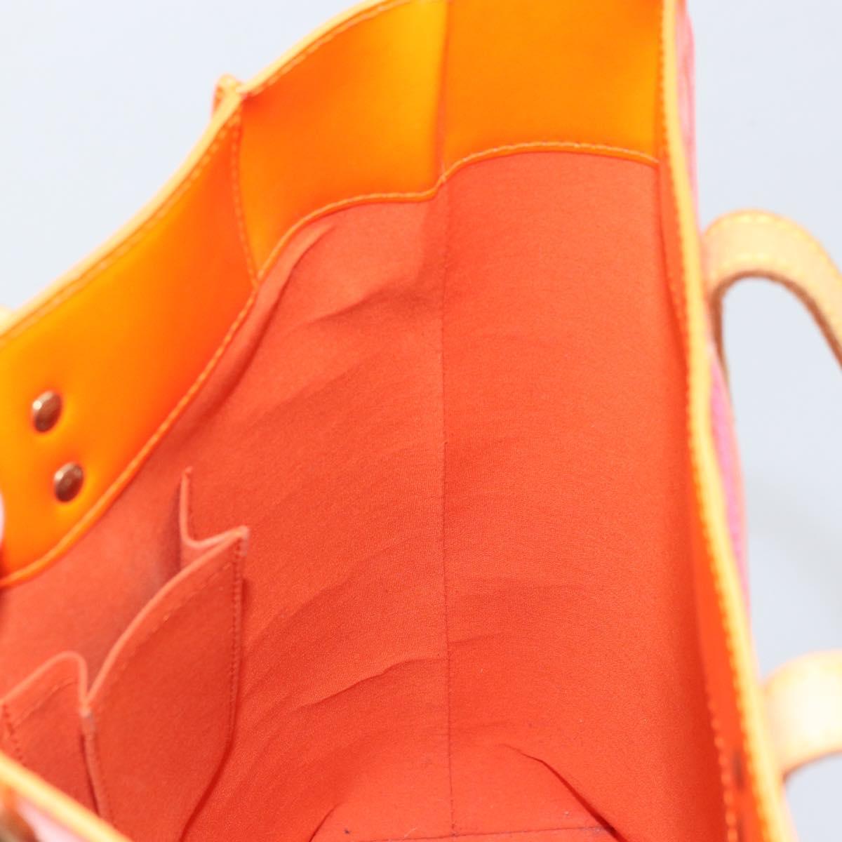 LOUIS VUITTON Monogram Vernis Fluo Reade MM Bag Orange Pink M91902 Auth LNZ356