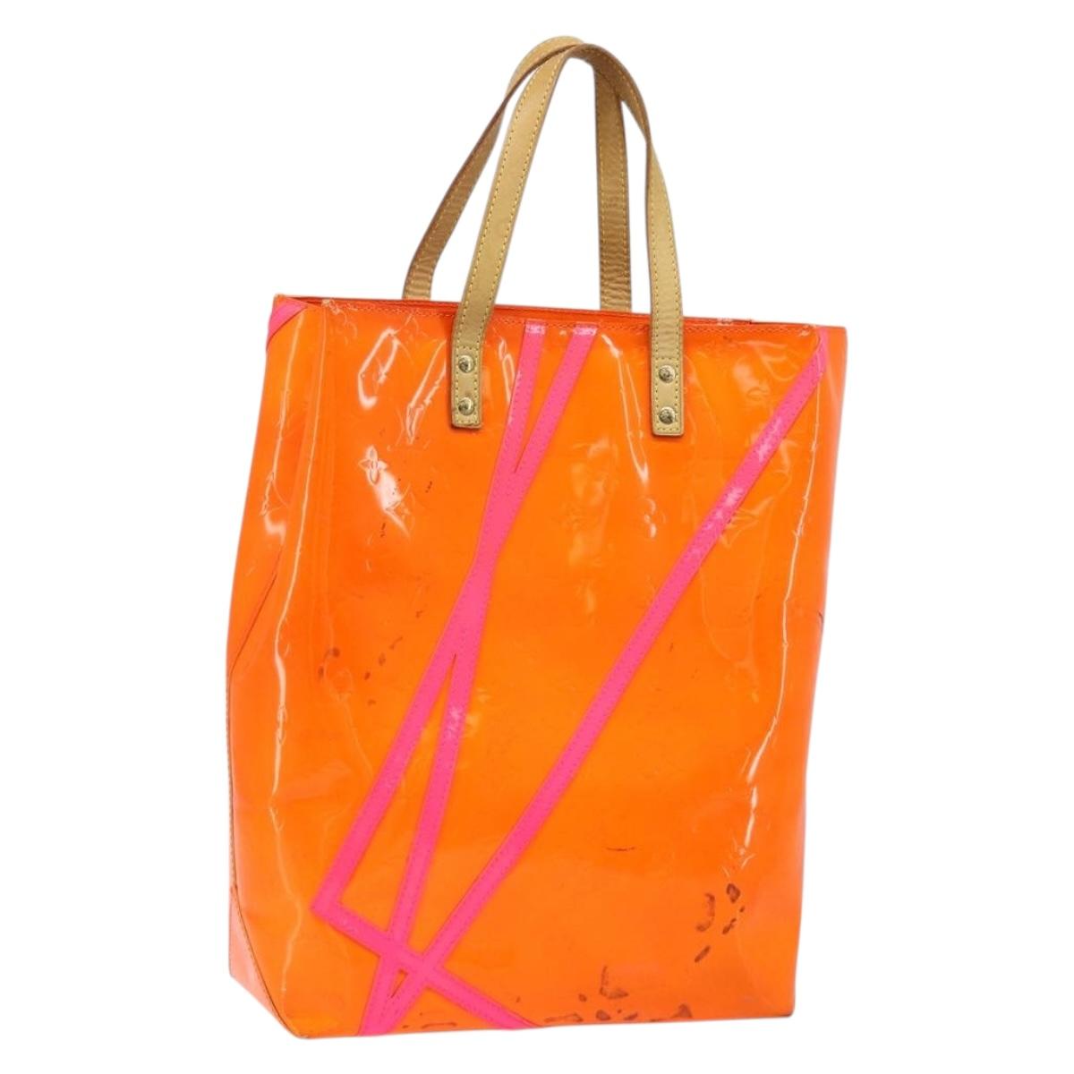 LOUIS VUITTON Monogram Vernis Fluo Reade MM Bag Orange Pink M91902 Auth LNZ356