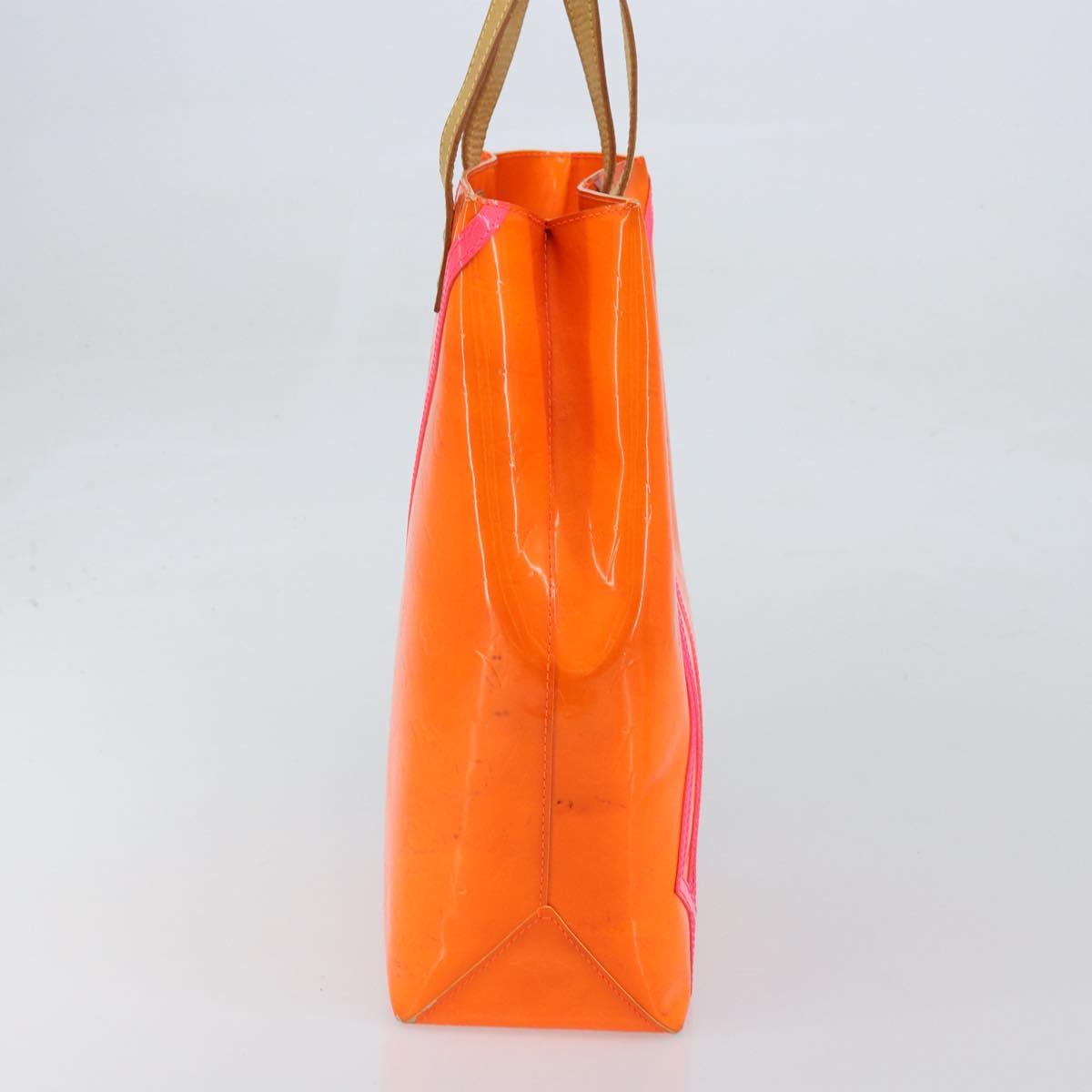 LOUIS VUITTON Monogram Vernis Fluo Reade MM Bag Orange Pink M91902 Auth LNZ356