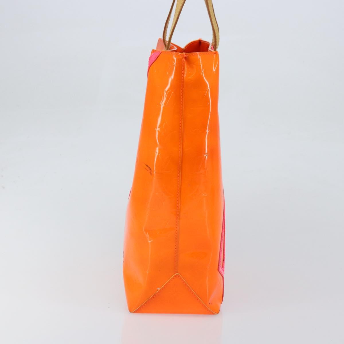 LOUIS VUITTON Monogram Vernis Fluo Reade MM Bag Orange Pink M91902 Auth LNZ356
