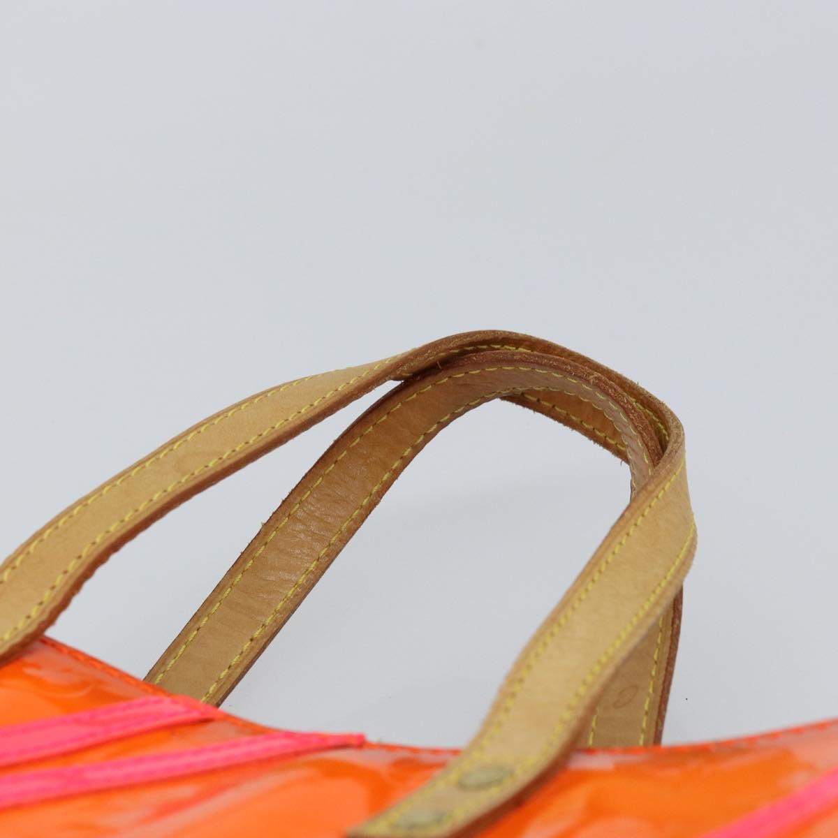 LOUIS VUITTON Monogram Vernis Fluo Reade MM Bag Orange Pink M91902 Auth LNZ356
