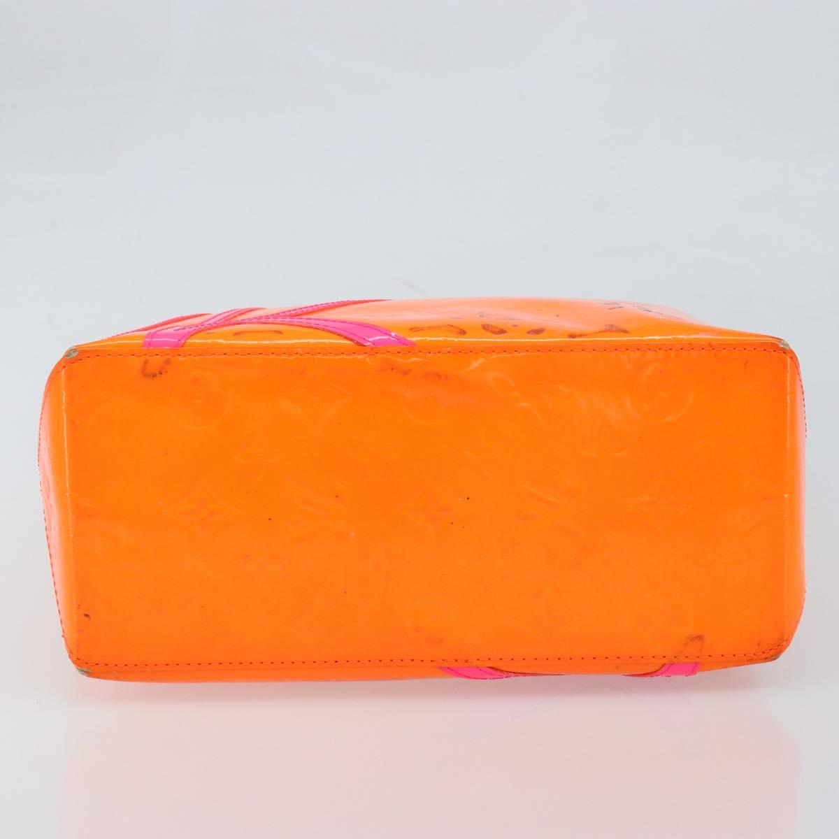 LOUIS VUITTON Monogram Vernis Fluo Reade MM Bag Orange Pink M91902 Auth LNZ356