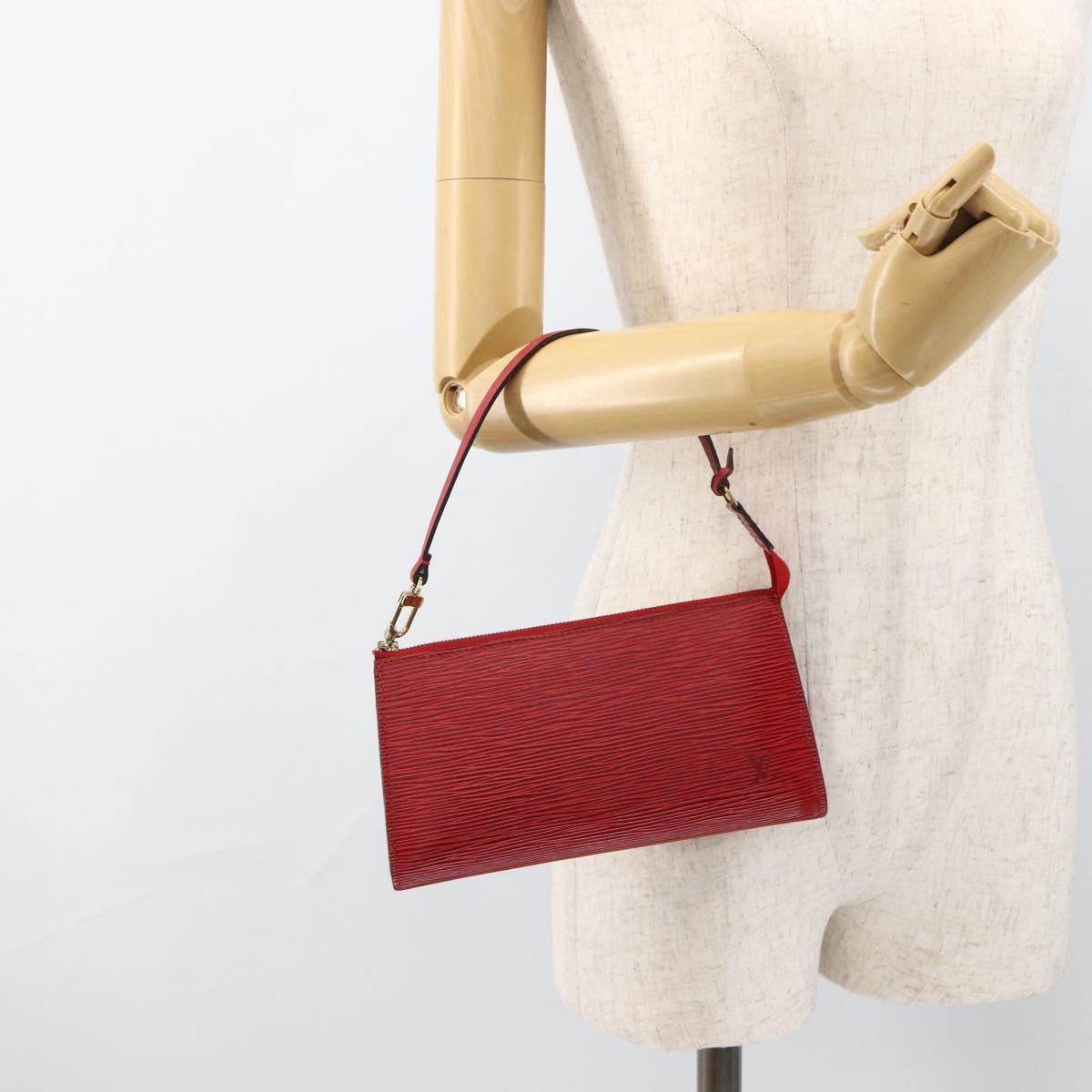 LOUIS VUITTON Epi Pochette Accessoires Pouch Red M52947 LV Auth LNZ360