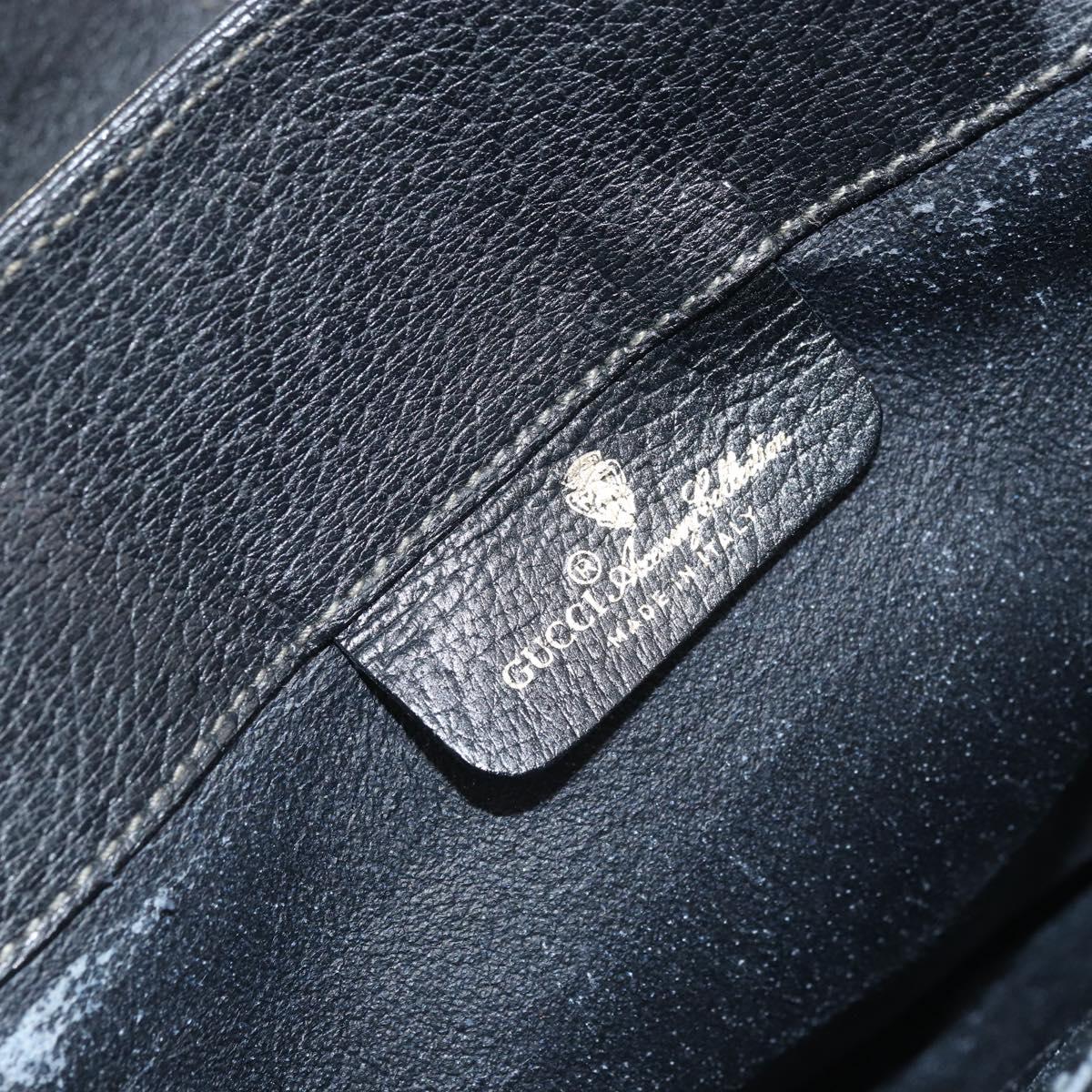 GUCCI GG Supreme Web Sherry Line Bag PVC Black Gold 116 02 076 Auth LNZ368