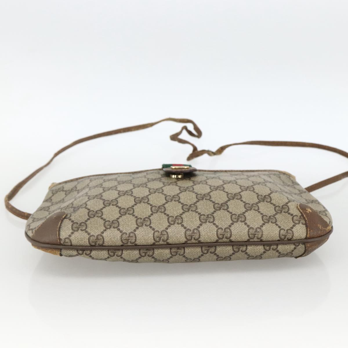 GUCCI GG Supreme Web Sherry Line Bag PVC Beige Gold 904 02 026 Auth LNZ369
