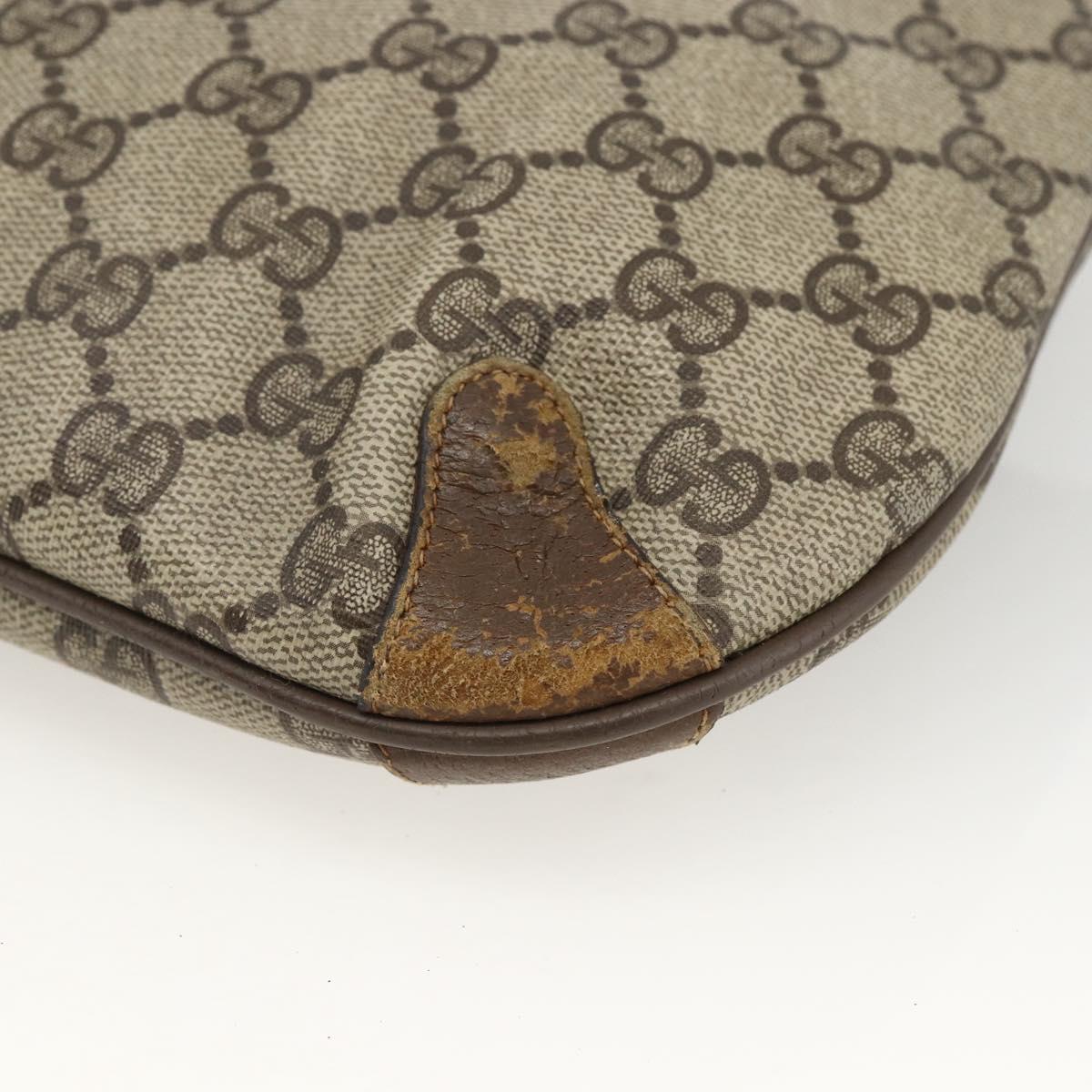 GUCCI GG Supreme Web Sherry Line Bag PVC Beige Gold 904 02 026 Auth LNZ369