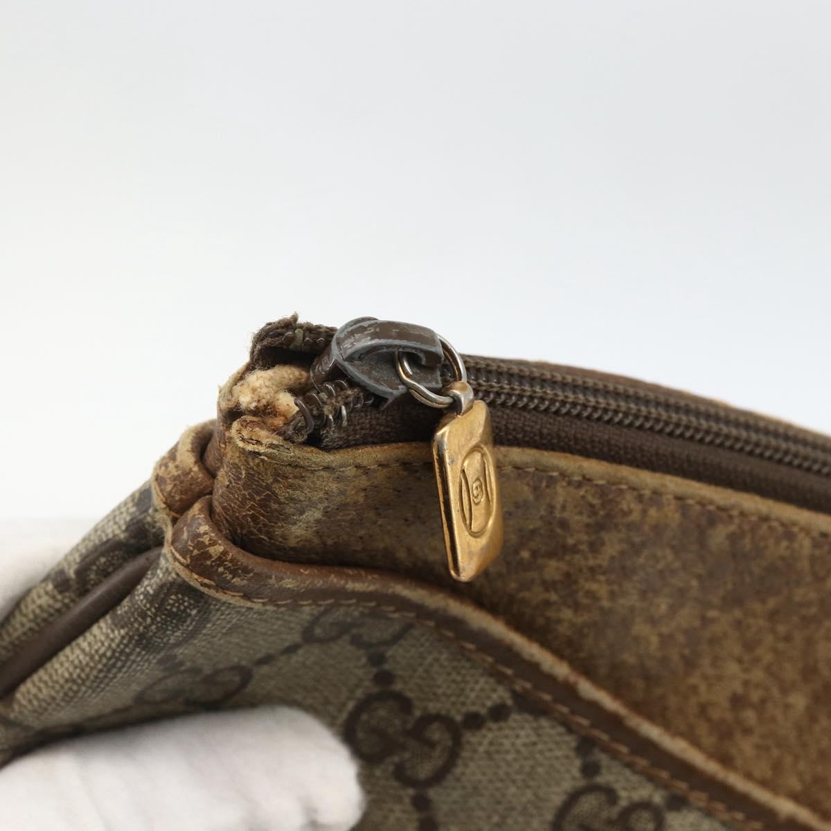 GUCCI GG Supreme Web Sherry Line Bag PVC Beige Gold 904 02 026 Auth LNZ369