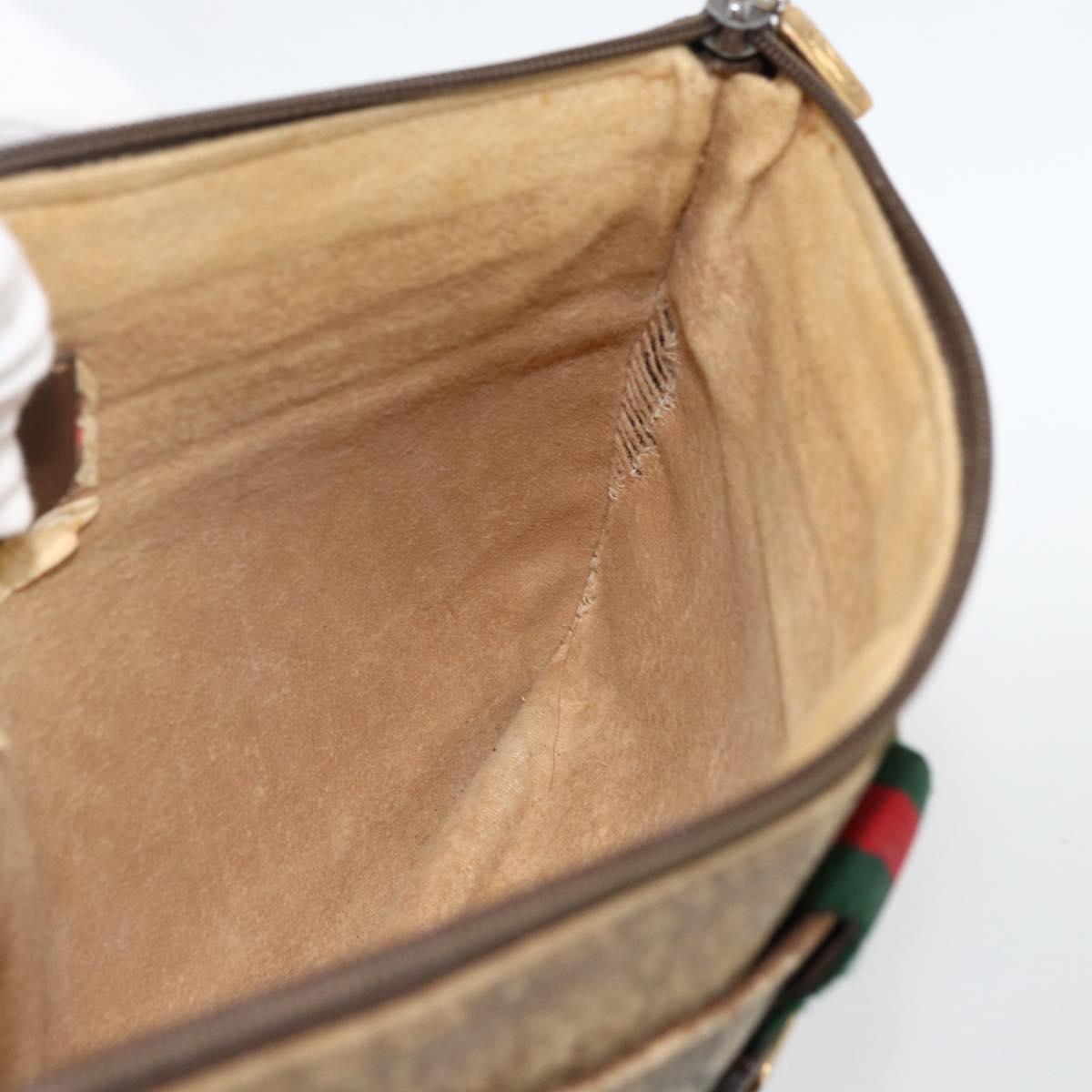 GUCCI GG Supreme Web Sherry Line Bag PVC Beige Gold 904 02 026 Auth LNZ369