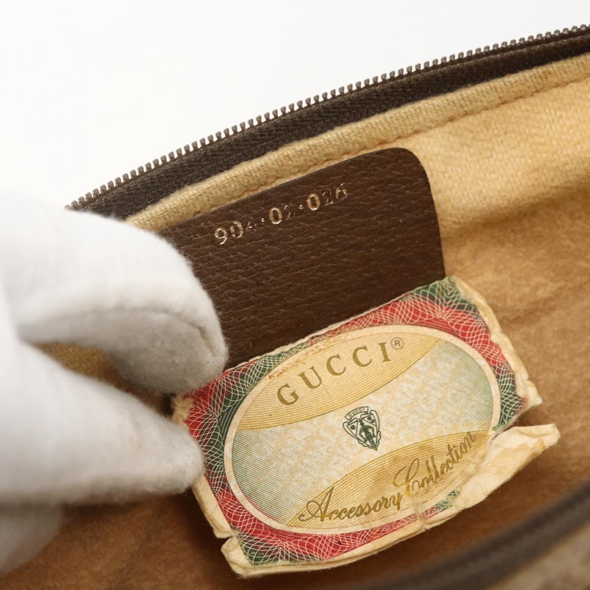 GUCCI GG Supreme Web Sherry Line Bag PVC Beige Gold 904 02 026 Auth LNZ369