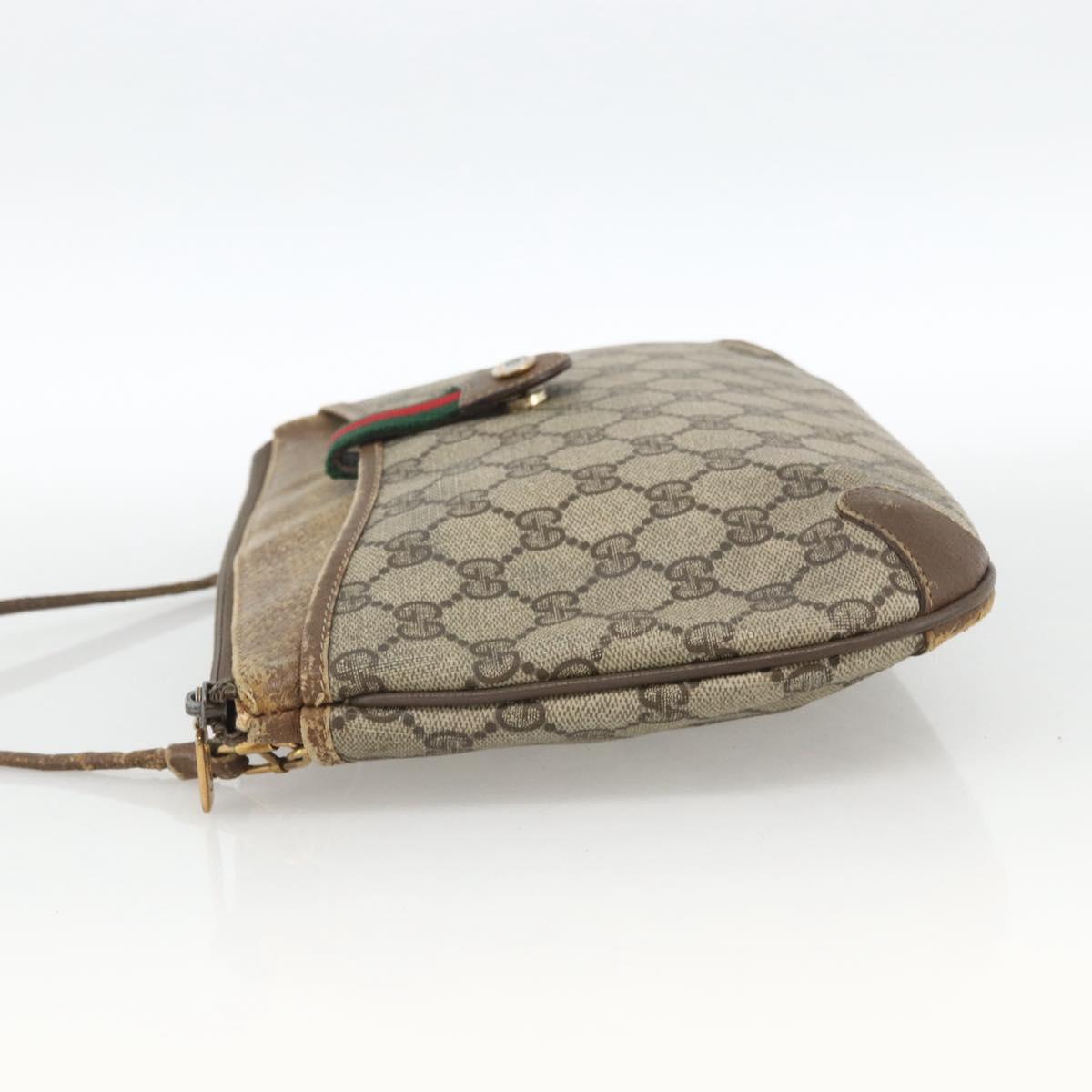 GUCCI GG Supreme Web Sherry Line Bag PVC Beige Gold 904 02 026 Auth LNZ369