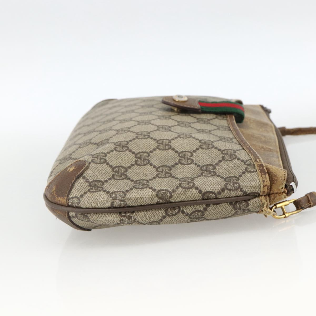 GUCCI GG Supreme Web Sherry Line Bag PVC Beige Gold 904 02 026 Auth LNZ369
