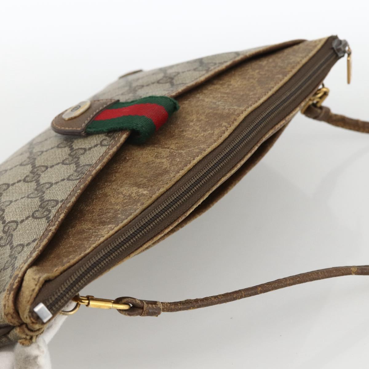 GUCCI GG Supreme Web Sherry Line Bag PVC Beige Gold 904 02 026 Auth LNZ369