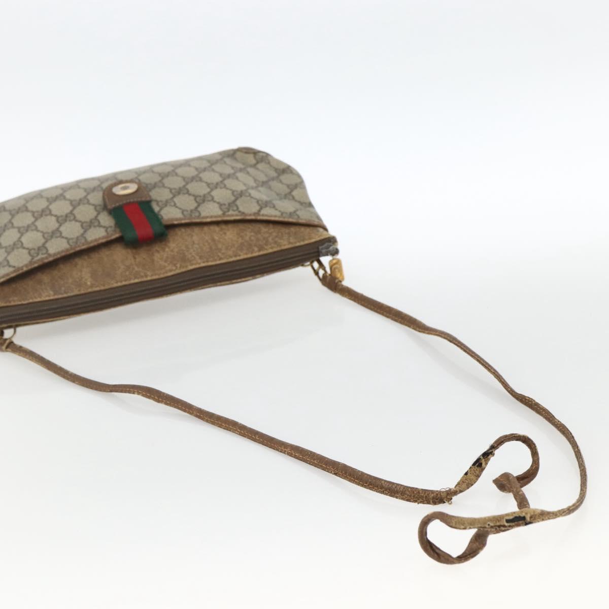 GUCCI GG Supreme Web Sherry Line Bag PVC Beige Gold 904 02 026 Auth LNZ369