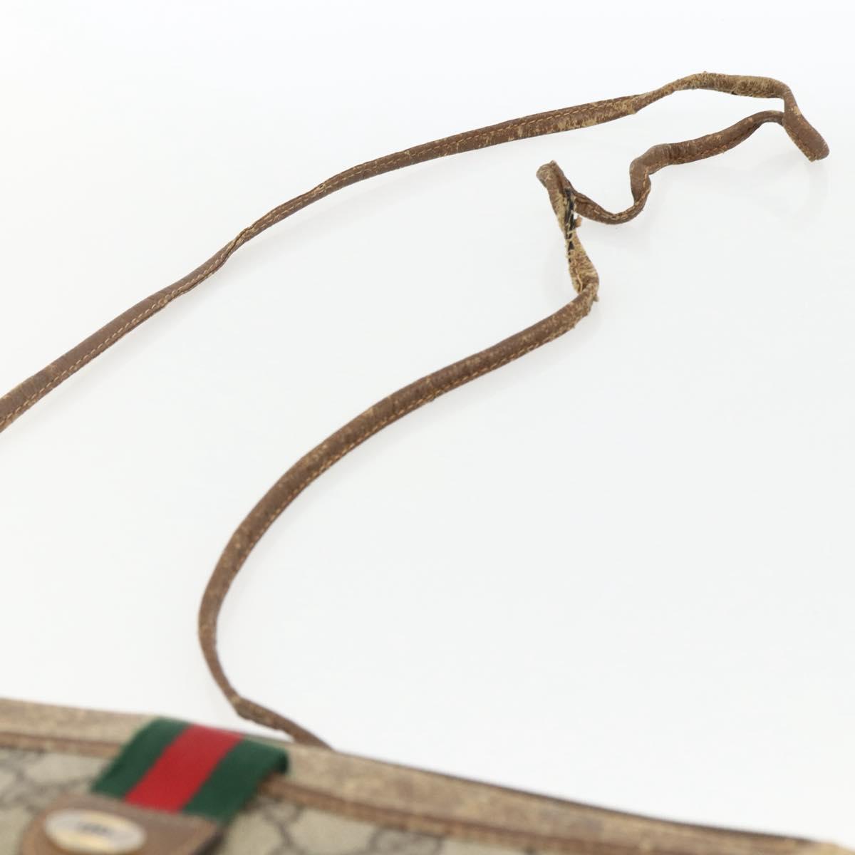 GUCCI GG Supreme Web Sherry Line Bag PVC Beige Gold 904 02 026 Auth LNZ369