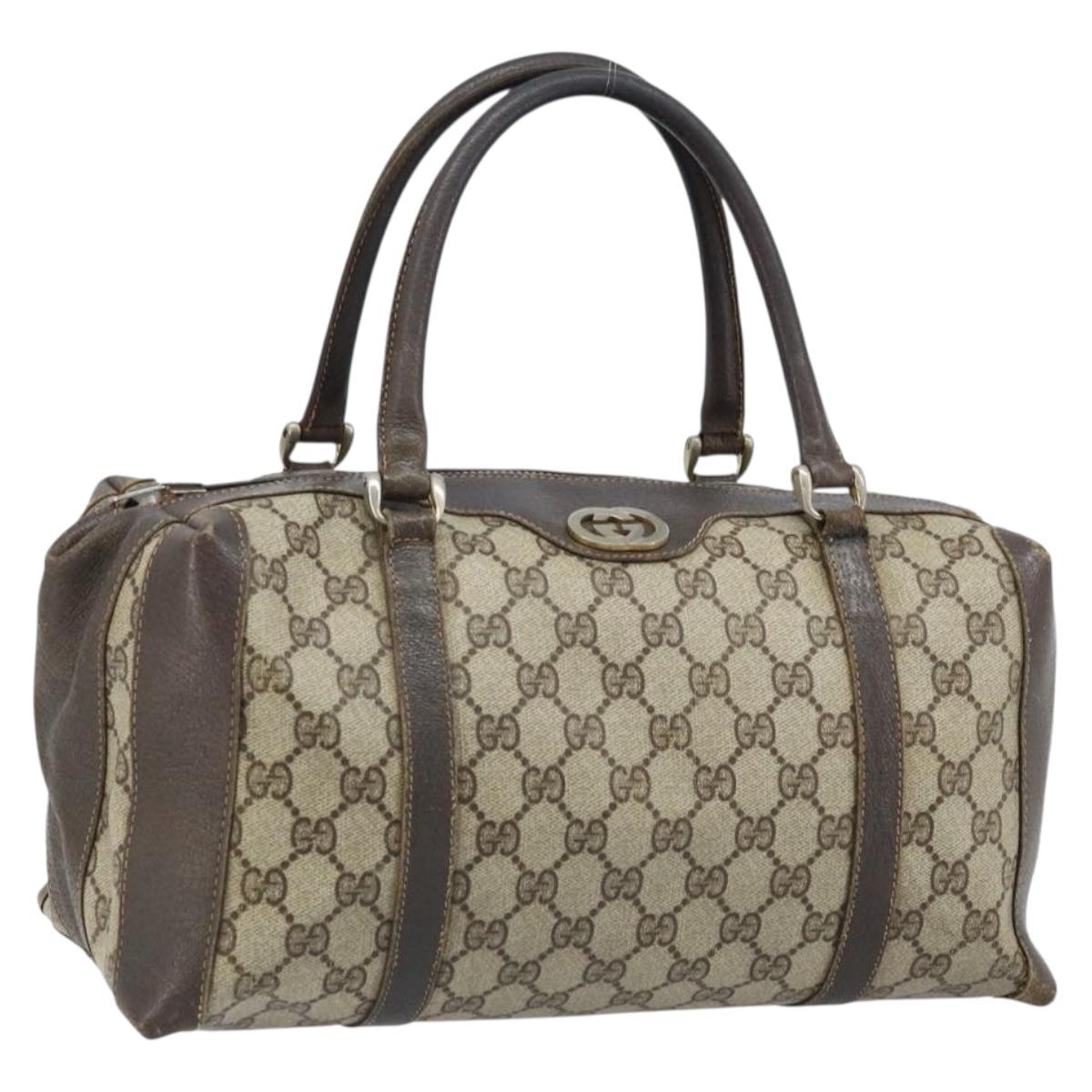 GUCCI GG Supreme Boston Bag PVC Beige Gold 14 03 3214 Auth LNZ370