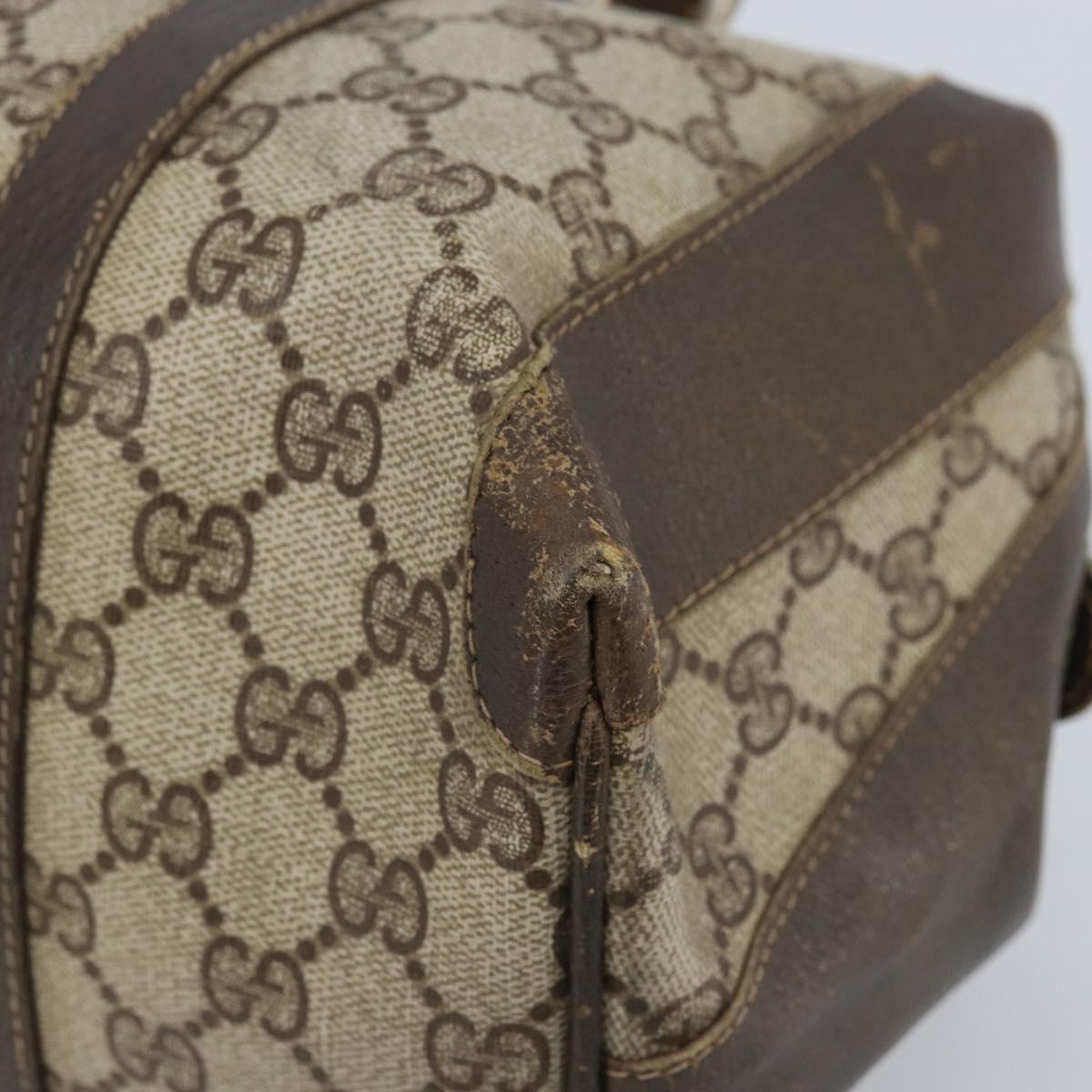 GUCCI GG Supreme Boston Bag PVC Beige Gold 14 03 3214 Auth LNZ370
