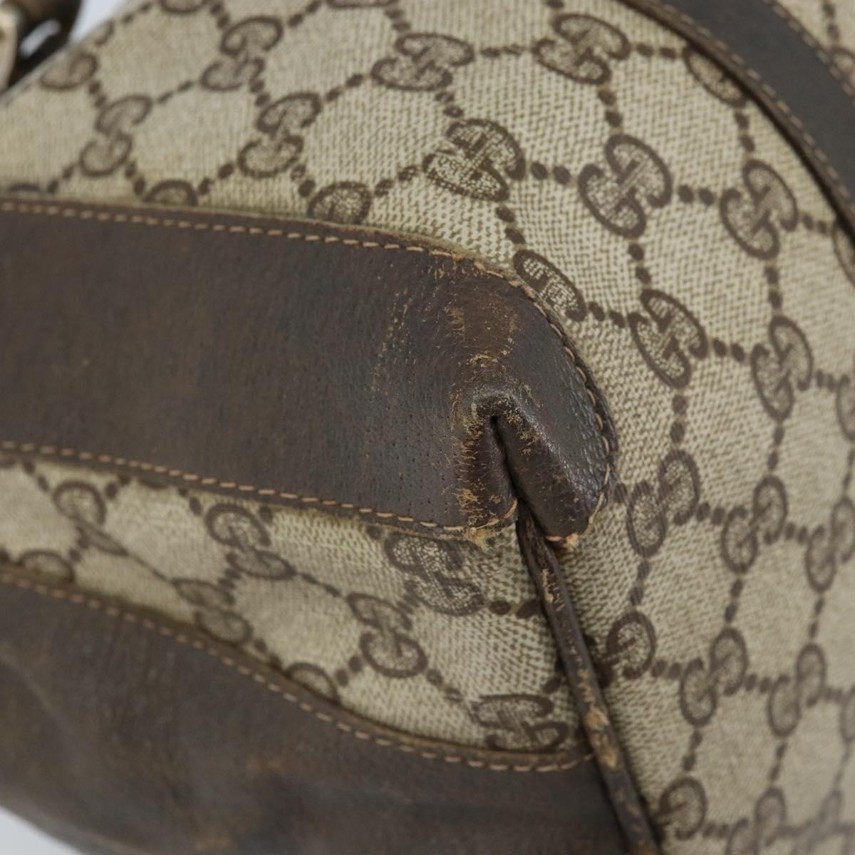GUCCI GG Supreme Boston Bag PVC Beige Gold 14 03 3214 Auth LNZ370