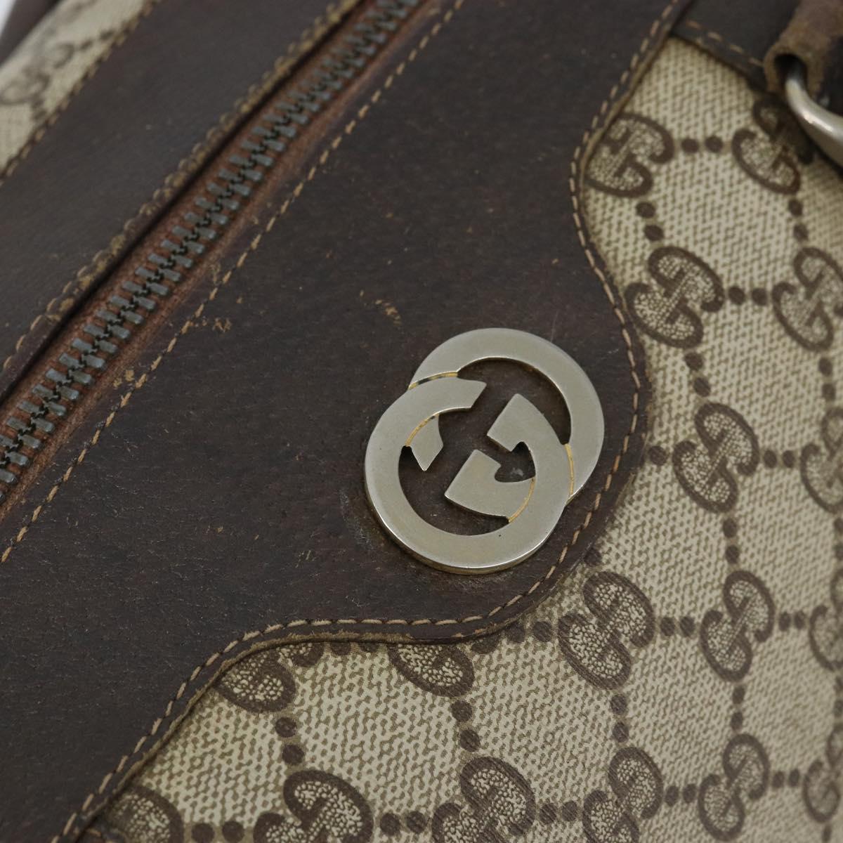 GUCCI GG Supreme Boston Bag PVC Beige Gold 14 03 3214 Auth LNZ370