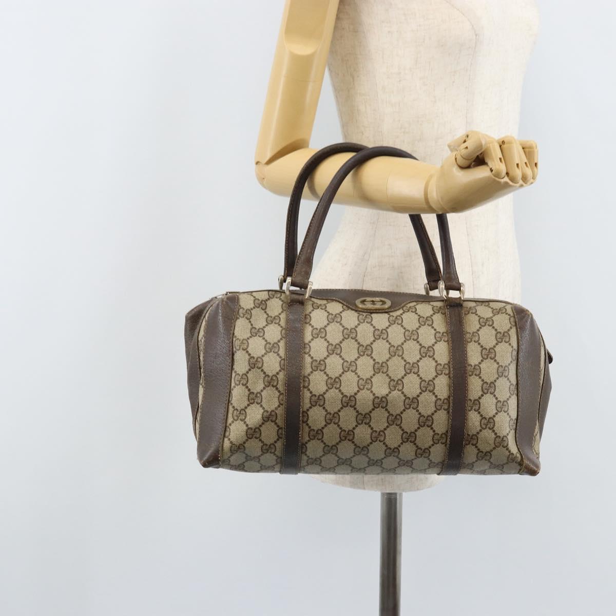 GUCCI GG Supreme Boston Bag PVC Beige Gold 14 03 3214 Auth LNZ370