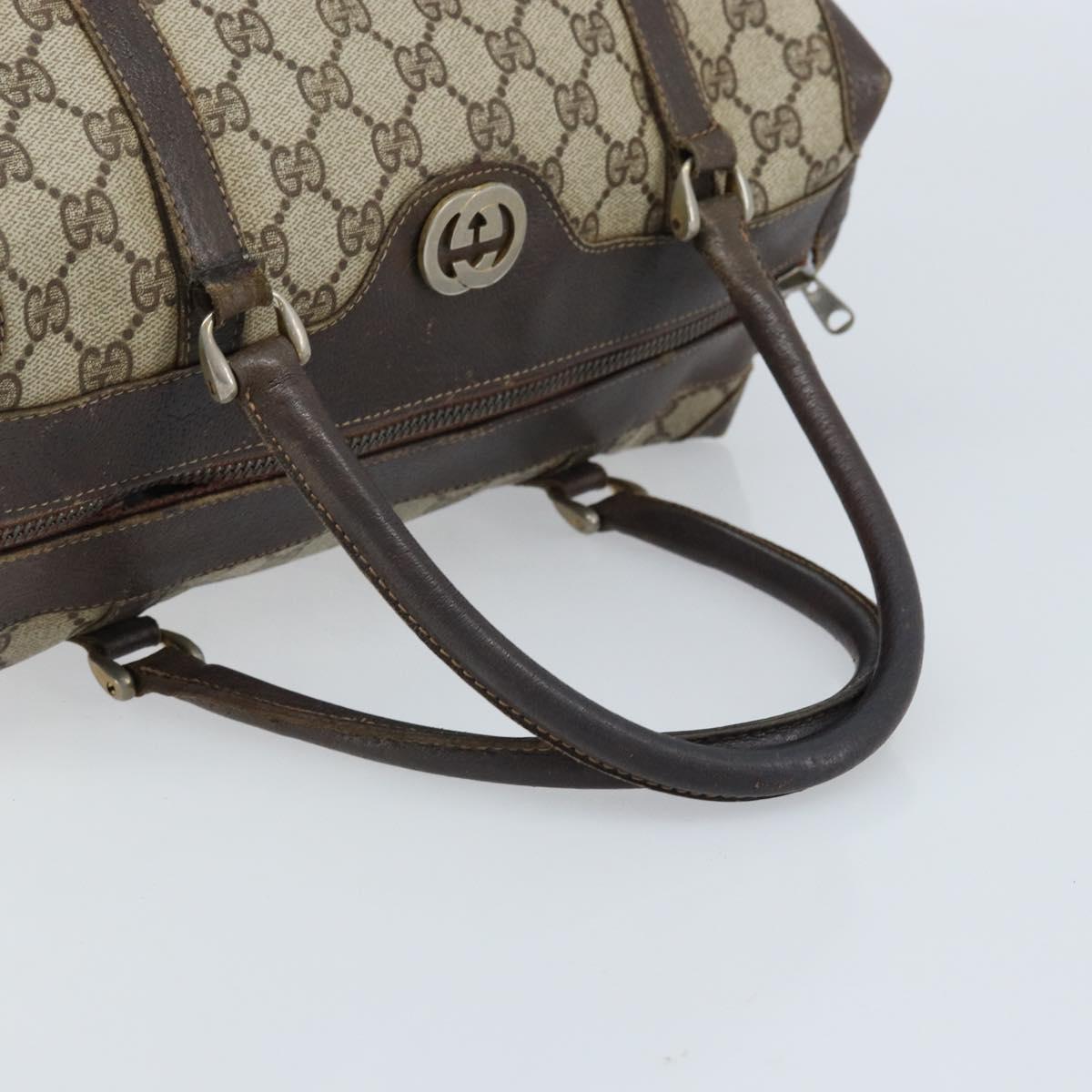 GUCCI GG Supreme Boston Bag PVC Beige Gold 14 03 3214 Auth LNZ370