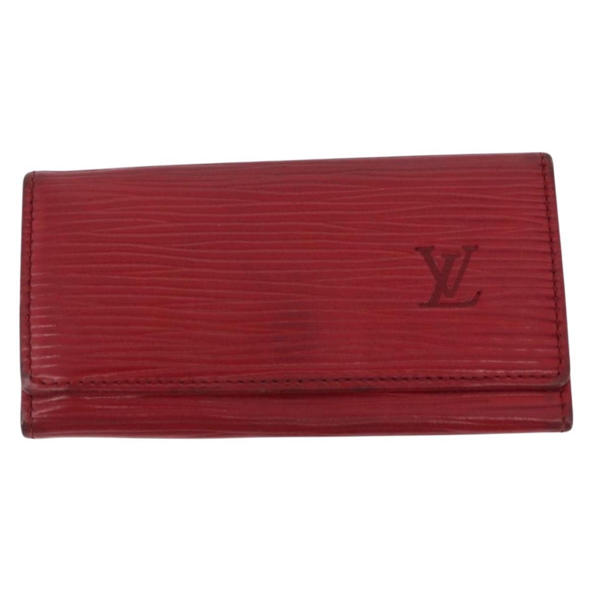 LOUIS VUITTON Epi Wallet 3 Set Red Blue LV Auth LNZ371