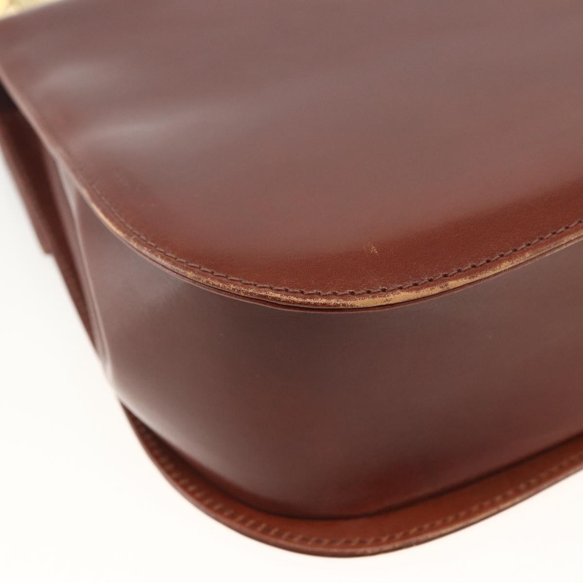 Salvatore Ferragamo Gancini Shoulder Bag Leather Brown Gold Auth LNZ377