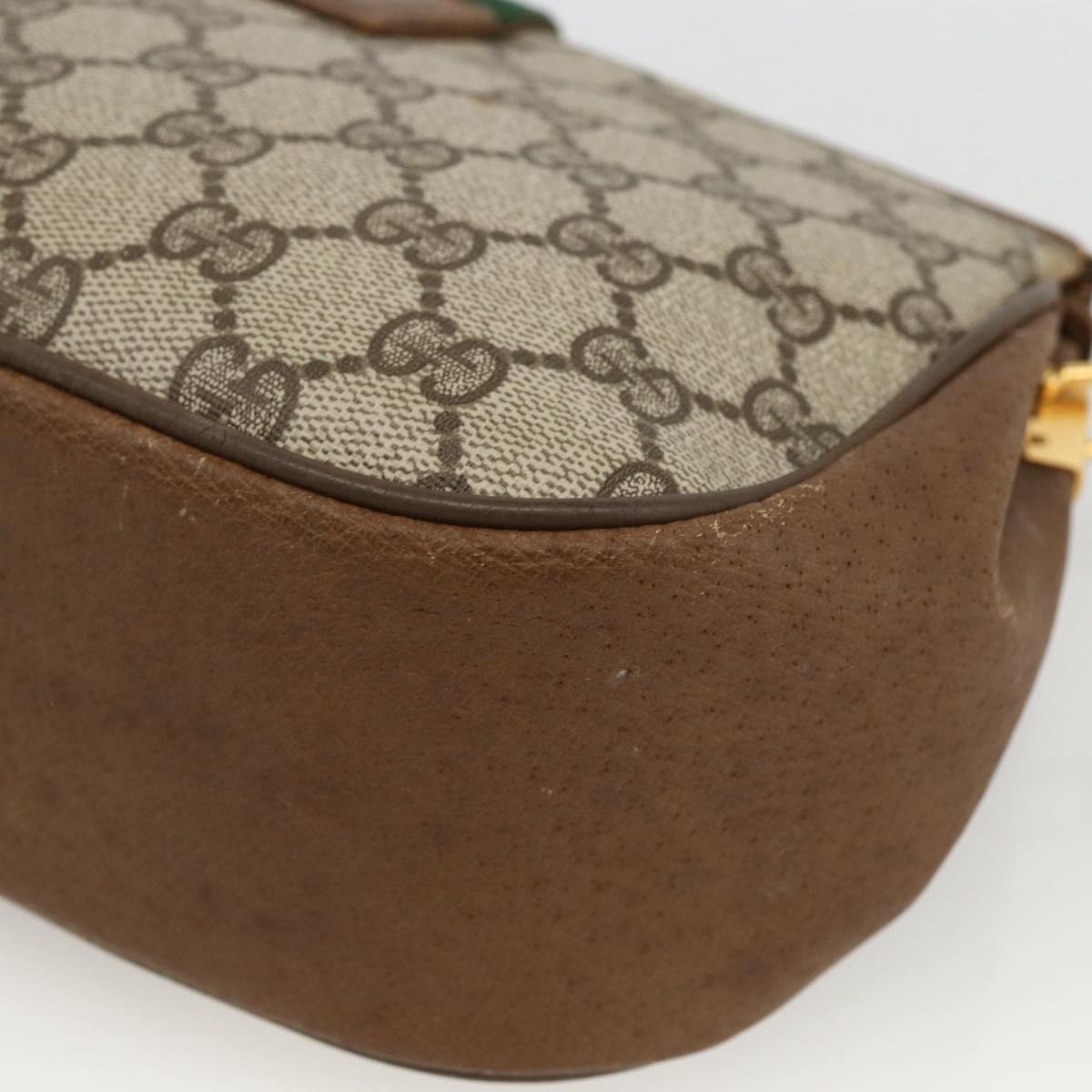 GUCCI Web Sherry Line GG Supreme Shoulder Bag PVC Beige 66 02 024 Auth LNZ379
