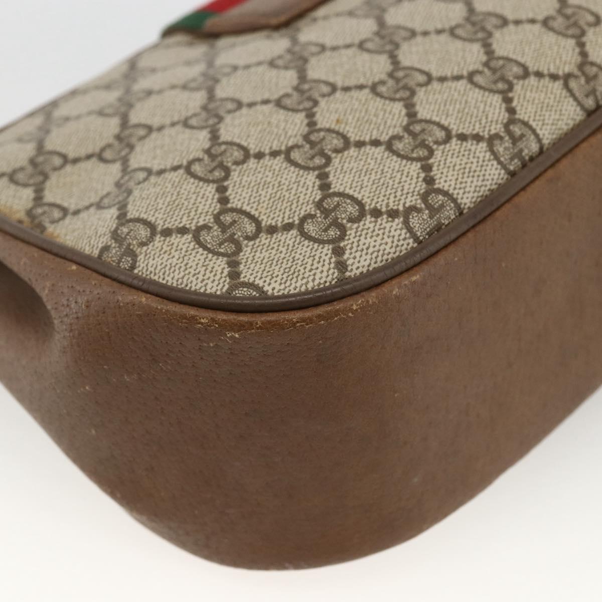 GUCCI Web Sherry Line GG Supreme Shoulder Bag PVC Beige 66 02 024 Auth LNZ379