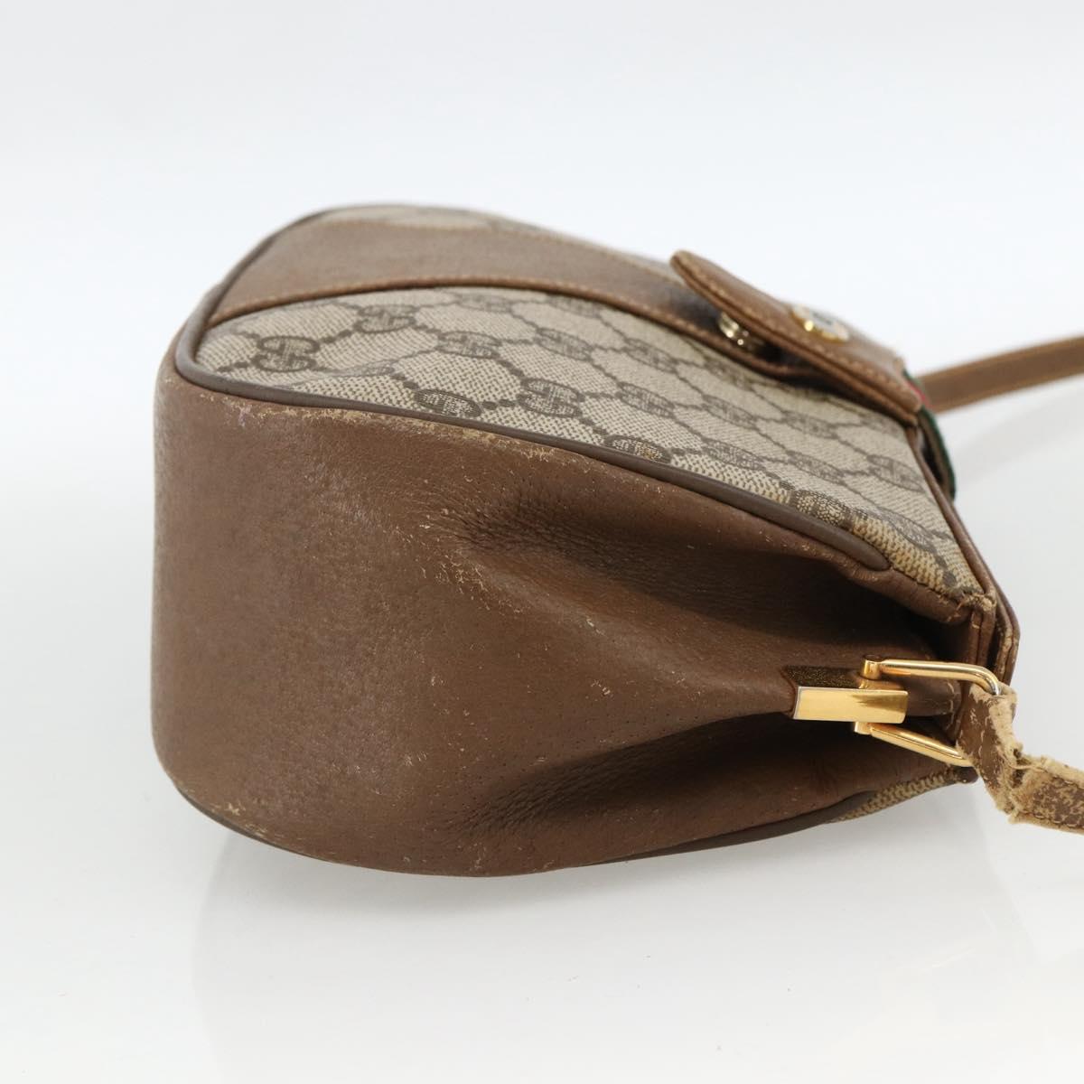 GUCCI Web Sherry Line GG Supreme Shoulder Bag PVC Beige 66 02 024 Auth LNZ379