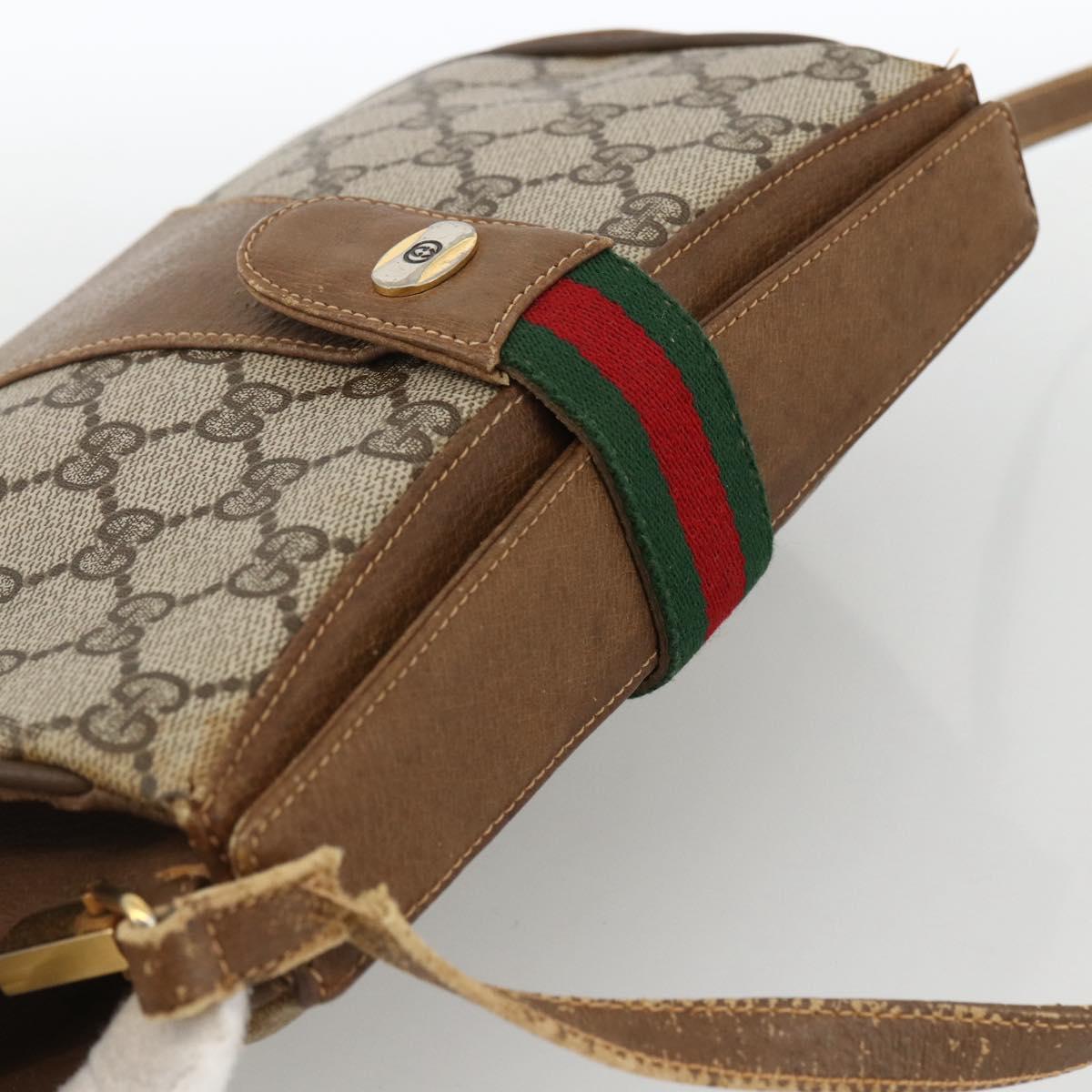 GUCCI Web Sherry Line GG Supreme Shoulder Bag PVC Beige 66 02 024 Auth LNZ379