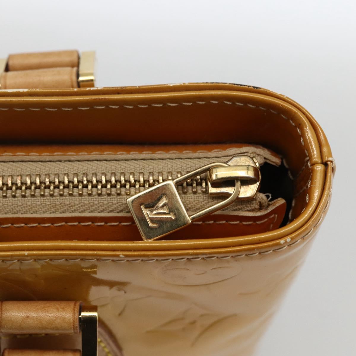 LOUIS VUITTON Monogram Vernis Houston Hand Bag Beige M91004 LV Auth LNZ383