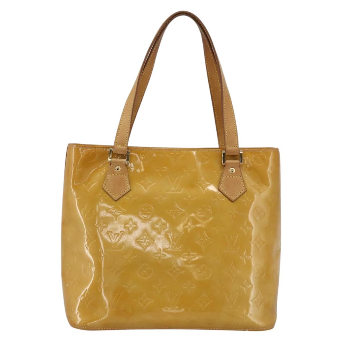 LOUIS VUITTON Monogram Vernis Houston Hand Bag Beige M91004 LV Auth LNZ383