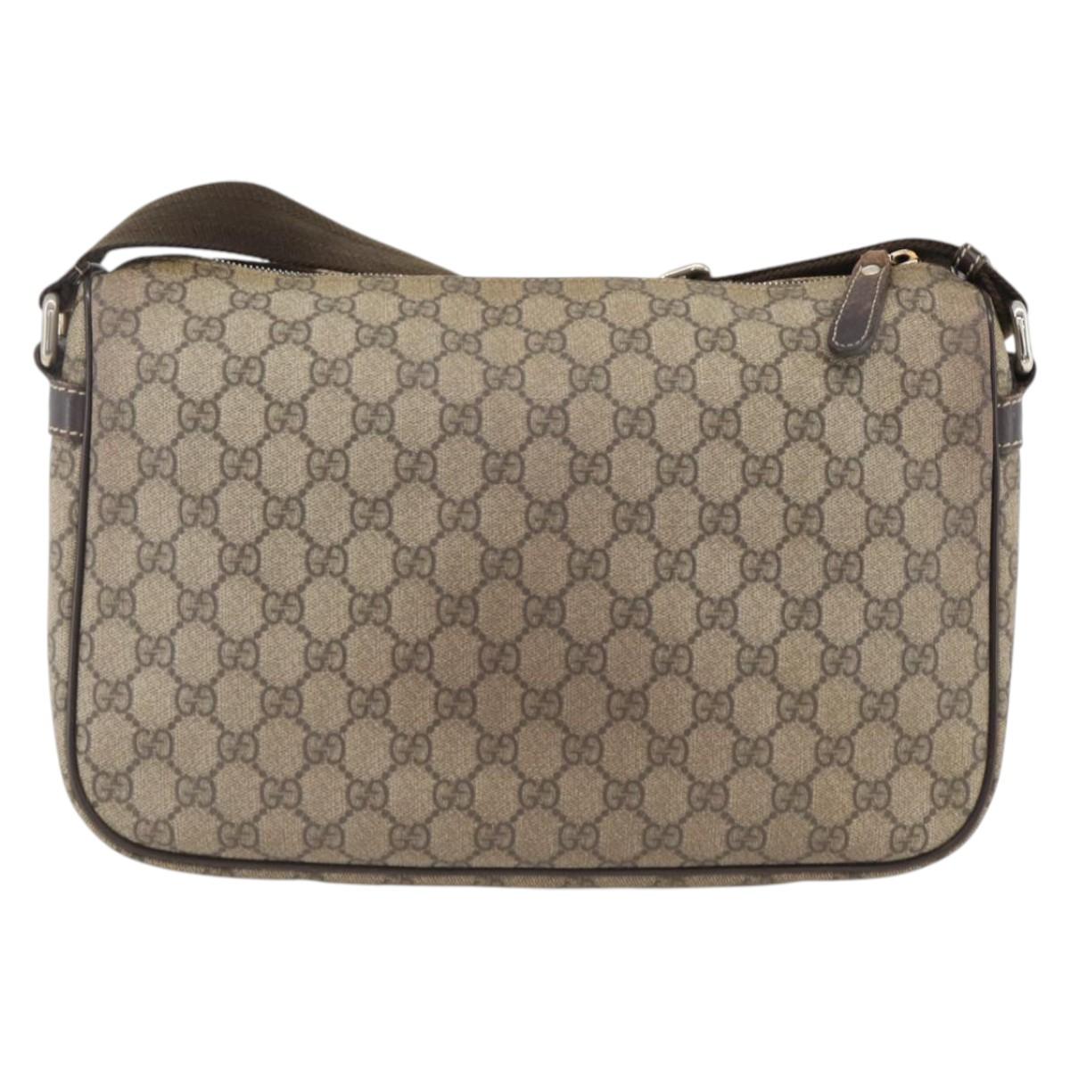 GUCCI GG Supreme Shoulder Bag PVC Beige Gold 246881 Auth LNZ392