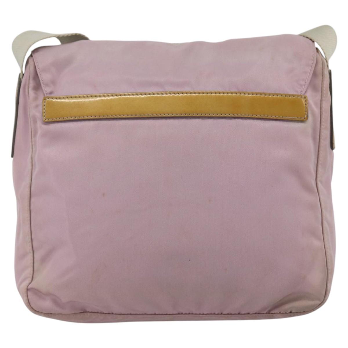 PRADA Shoulder Bag Nylon Pink Silver Auth LNZ394